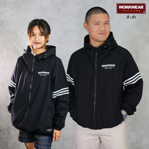 เสื้อแจ็กเก็ตสีดำ กันแดด-กันลม